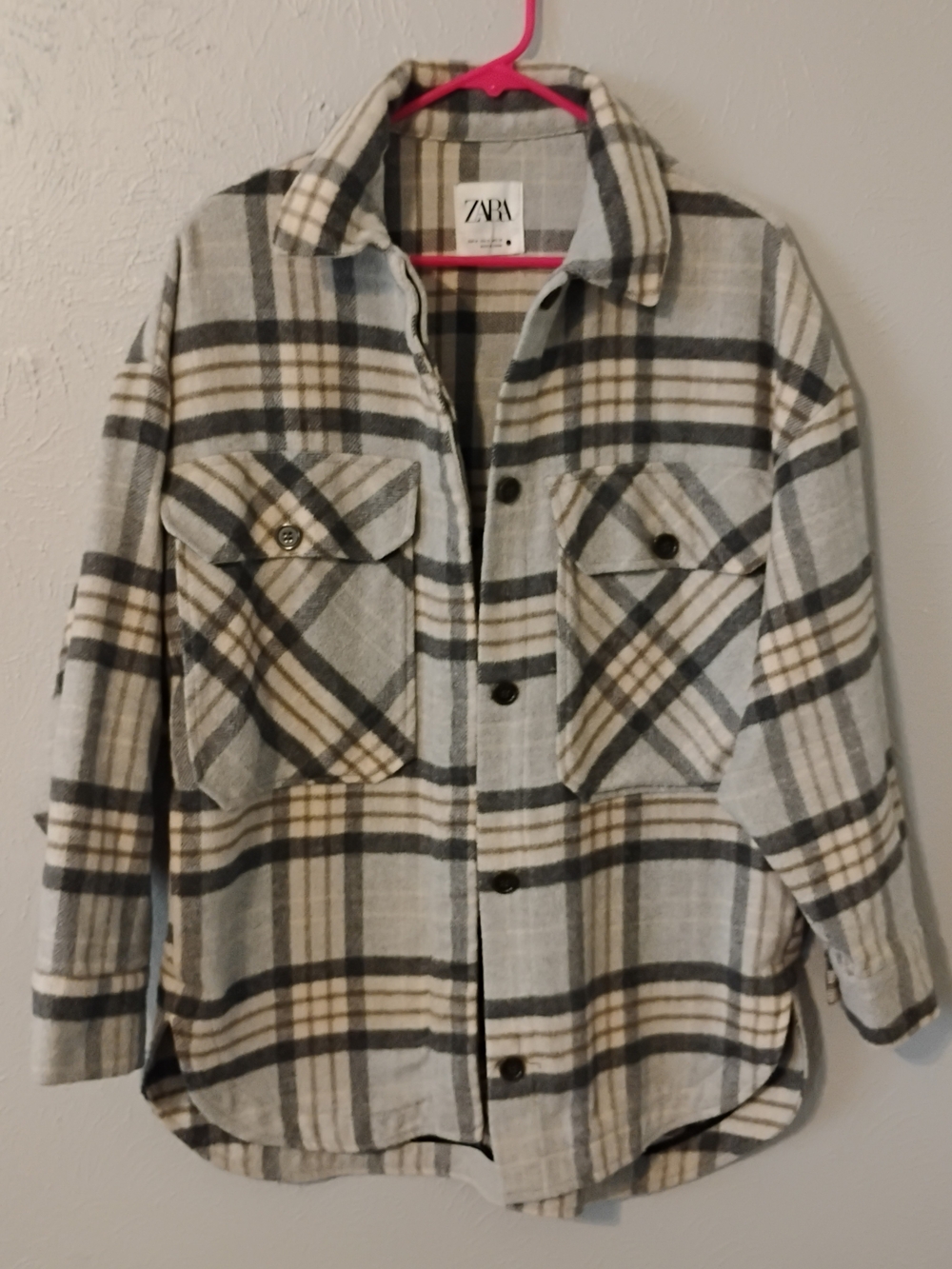 Oversized Plaid Flannel Button-Down Zara
